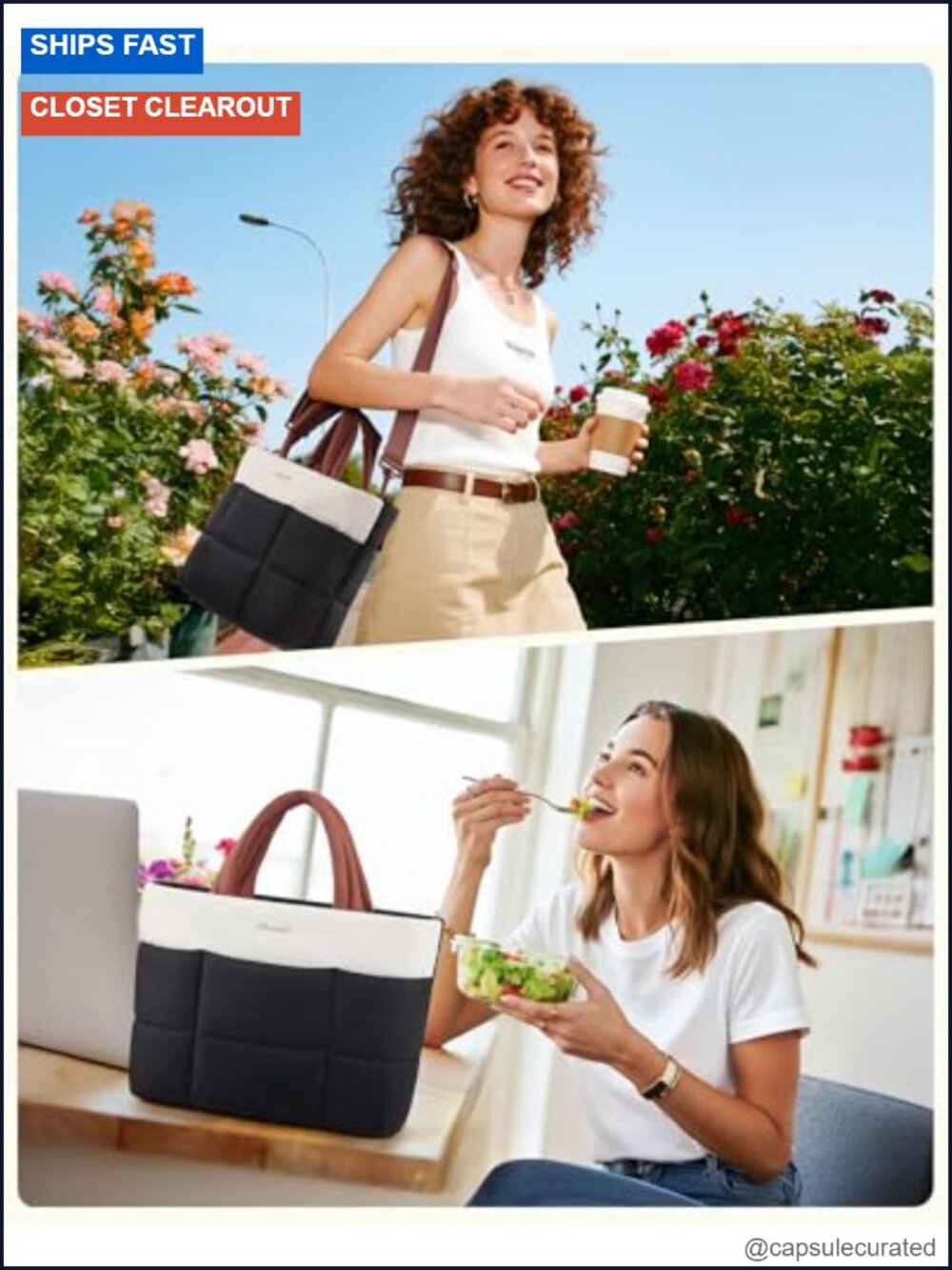 Mini Puffer Tote Bag - Crossbody Shoulder Satchel with Pockets - Picture 5 of 5